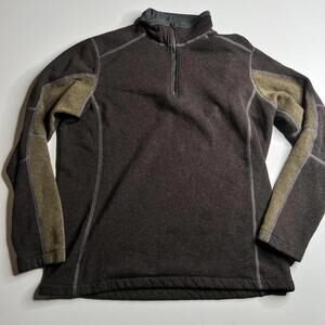 Kuhl Pullover Mens Medium Brown 1/4 Zip Mock Neck Colorblock Hiking Fleece